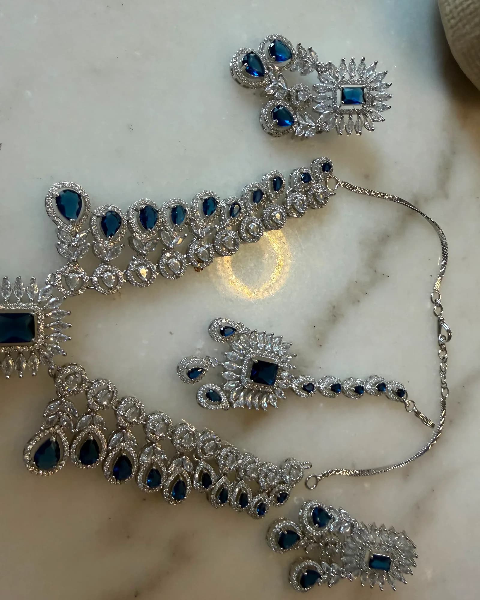 Sapphire Bridal Bib Necklace Set