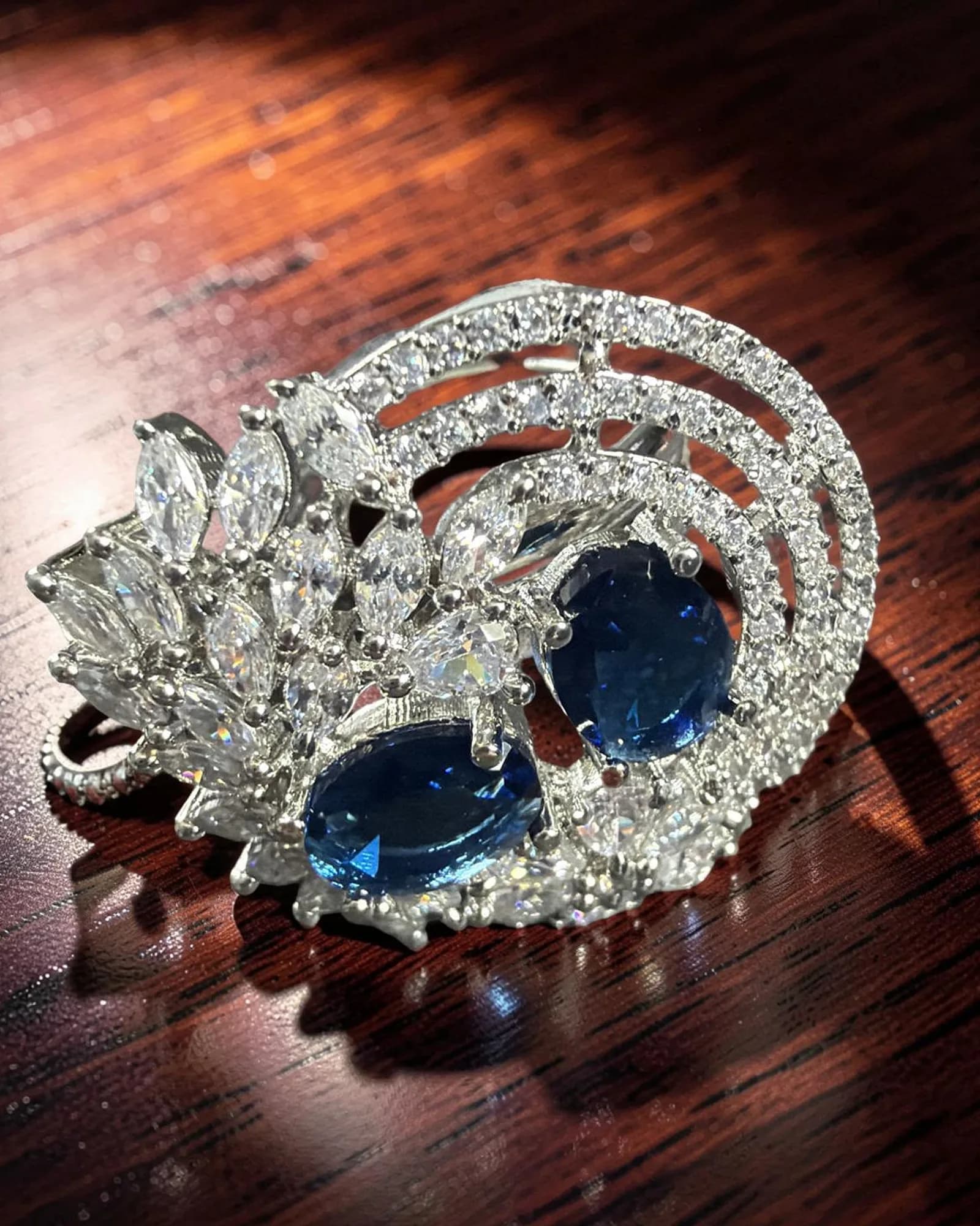 Sapphire Cluster Brooch
